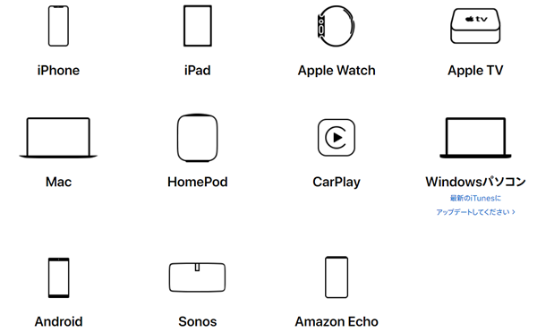 Apple Musicを利用できる端末