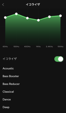 Spotifyのイコライザ