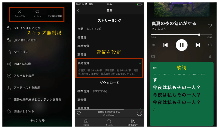 Spotifyプレミアムの機能を使用