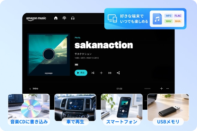 音楽データは自由転送！再生端末に制限なし