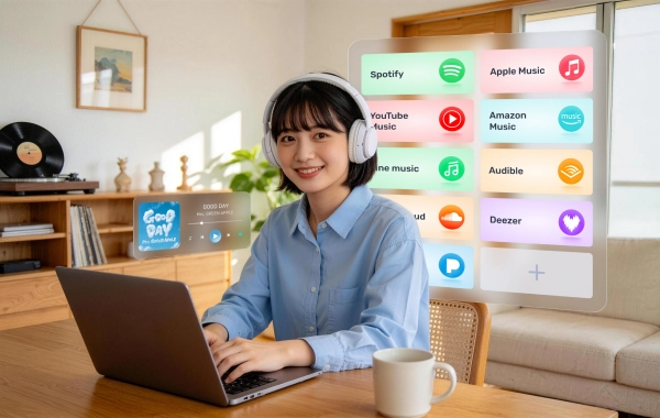複数の音楽サービスをまとめて利用するイメージ