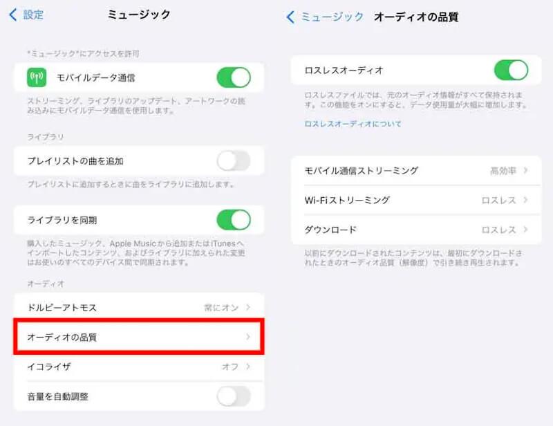 Apple Music オーディオ 品質