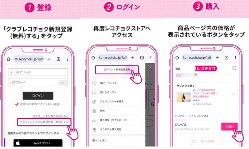 レコチョクの商品購入方法