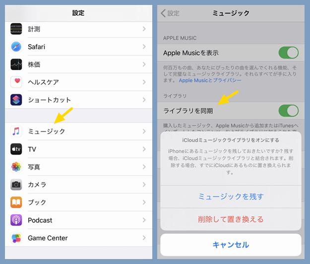 「ミュージックを残す」を選択
